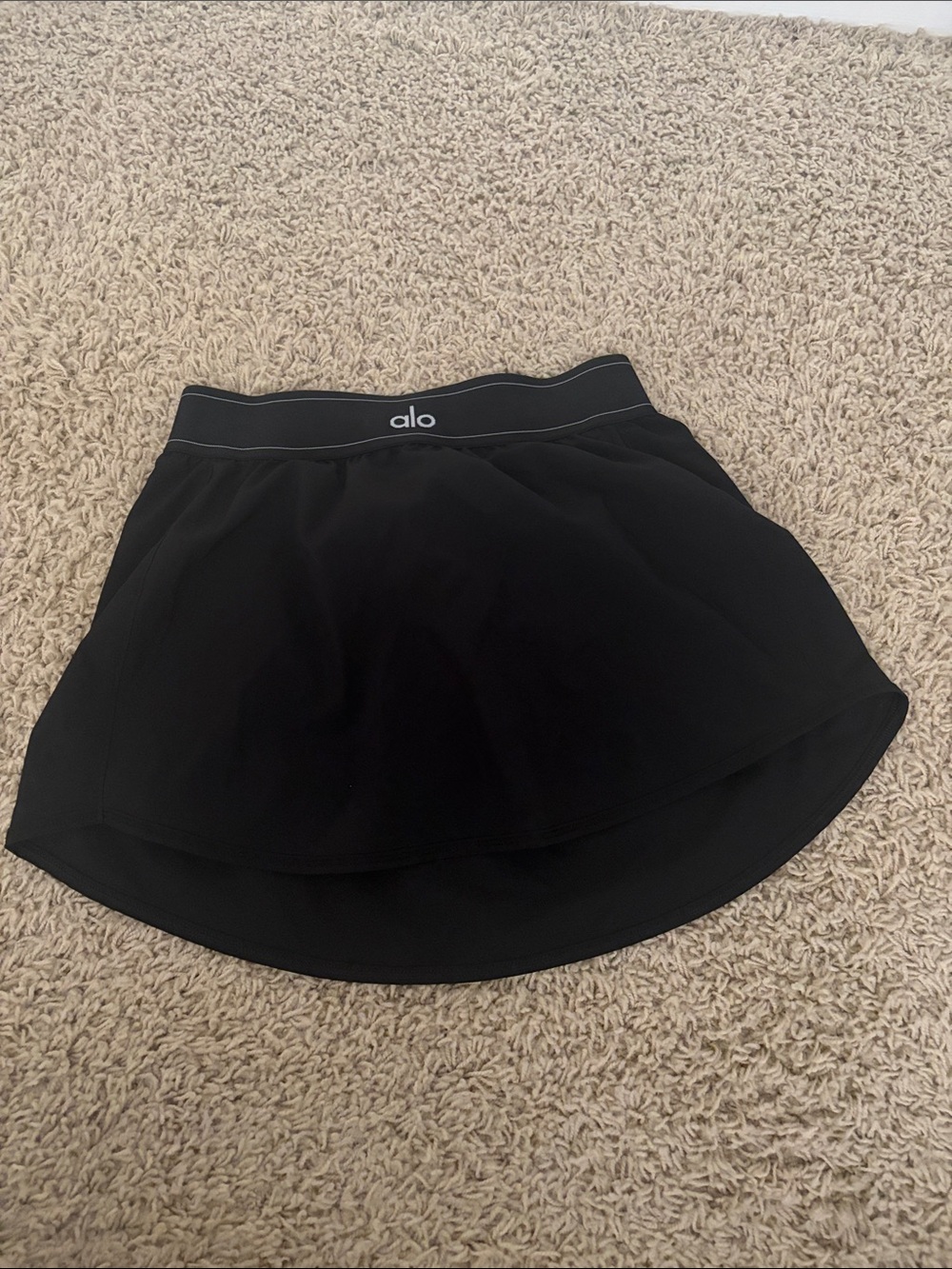 ALO Yoga Black Circle Skirt with Logo Waistband